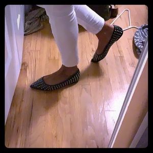 Studded pointed toe flats